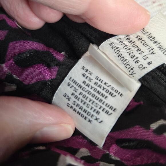 Diane Von Furstenberg Silk Dress 12 Purple Black Chiffon V-Neck Fairy Whimsigoth - Picture 12 of 16